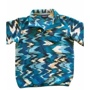 Patagonia Synchilla Fleece Women's Adult Small Trout Tales Elwha Blue Mock Neck